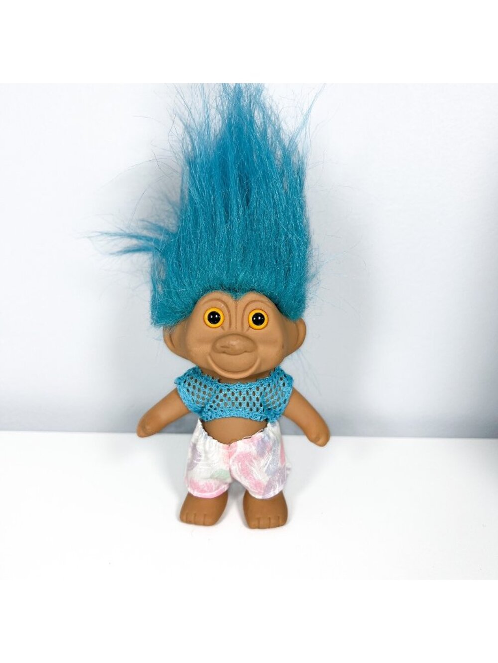 Vintage TNT Troll Doll Blue Hair Hawaiian Shorts & Shirt 1991 Bingo